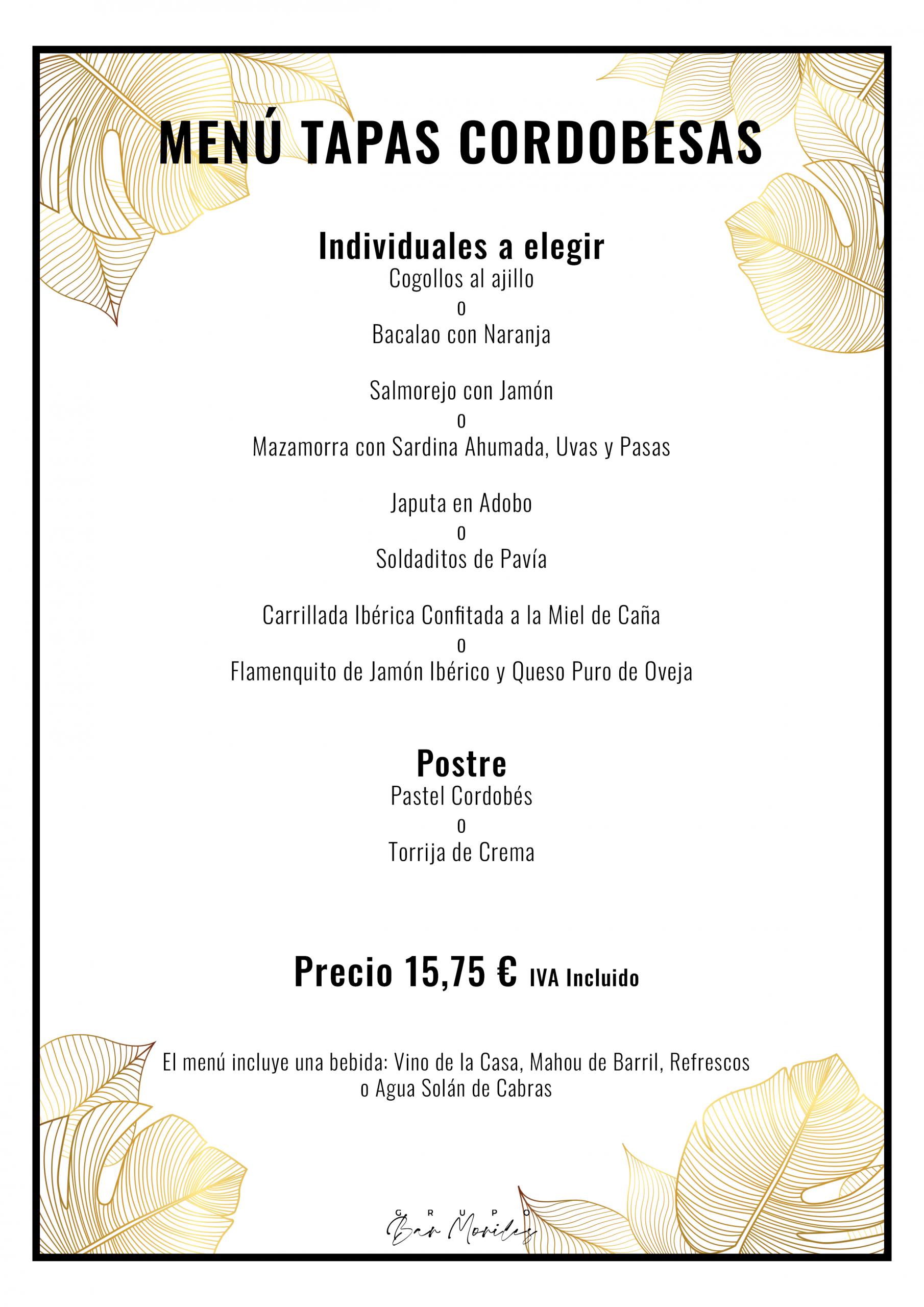 Menú Tapas Cordobesas 2026